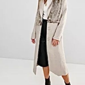 Glamorous Coat with Overlay Fur- Maxi Coat